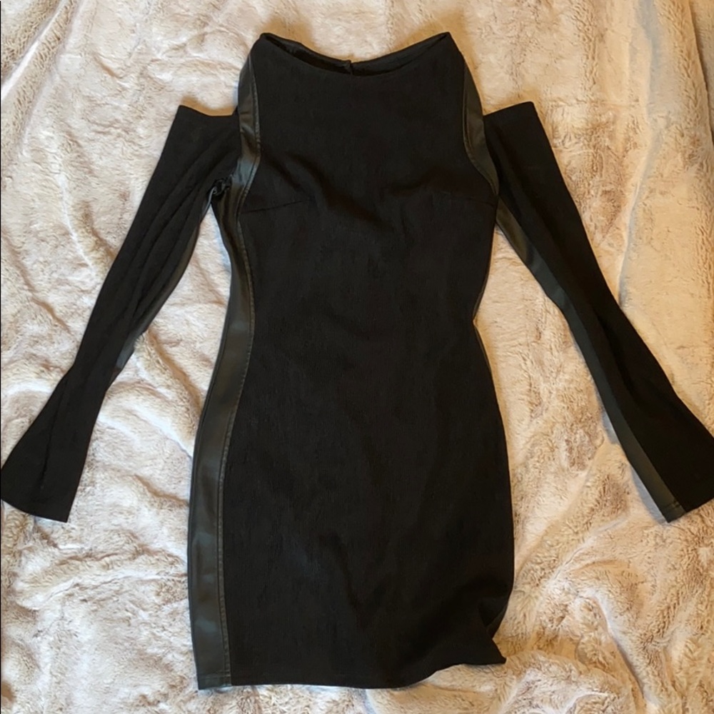 Dress cut out shoulders little bit of pleather